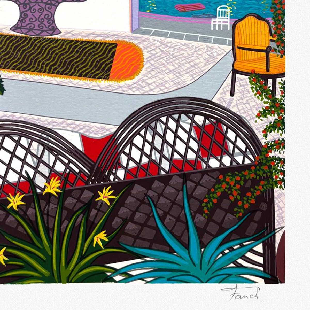 Fanch Ledan, "Tropical Nights" Limited Edition Serigraph, Numbered and Hand Signed with Letter of Authenticity.