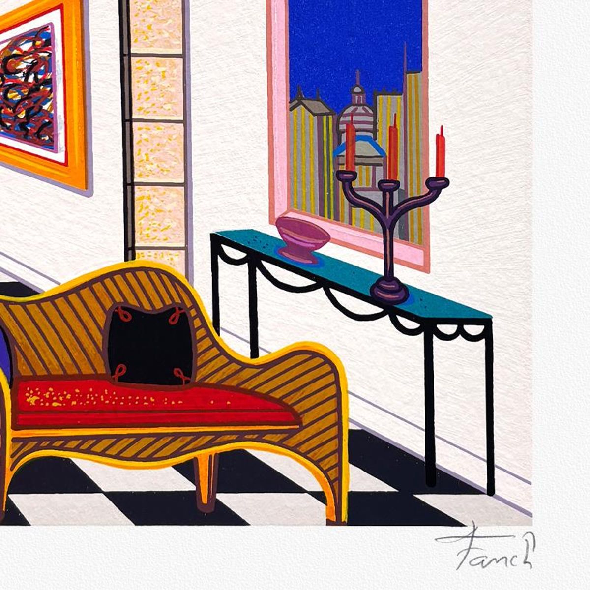 Fanch Ledan, "Overlooking Chicago" Limited Edition Serigraph, EA Numbered and Hand Signed with Letter of Authenticity.