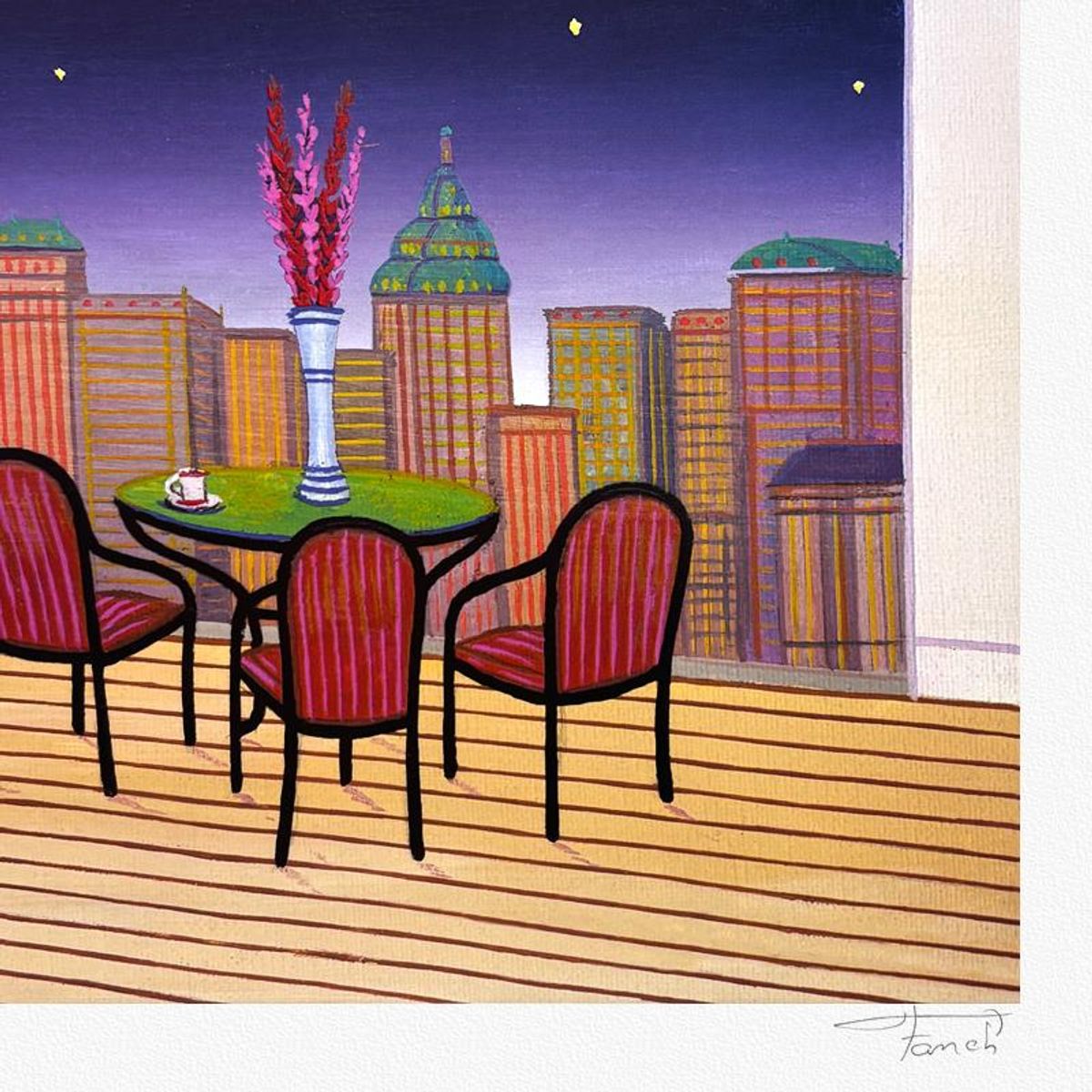 Fanch Ledan, "Oval Lounge" Limited Edition Serigraph, Numbered and Hand Signed with Letter of Authenticity.