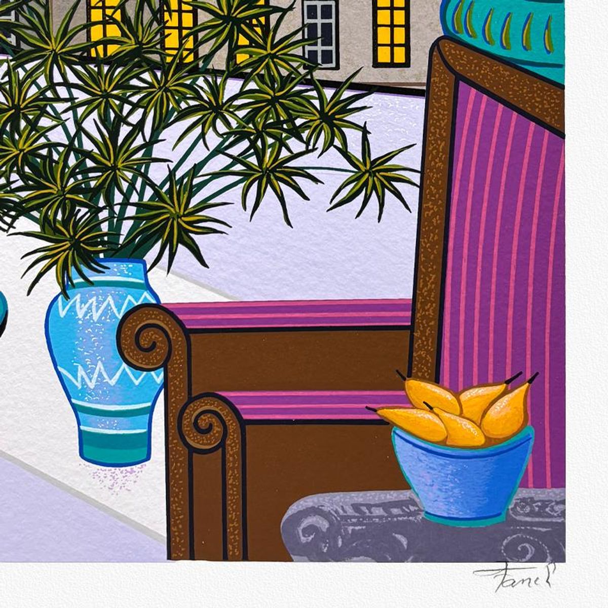 Fanch Ledan, "Interior with Budda" Limited Edition Serigraph, EA Numbered and Hand Signed with Letter of Authenticity.