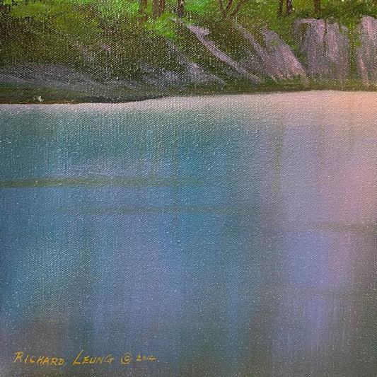 Richard Leung, "Peaceful Life" Original Oil Painting on Canvas, Hand Signed with a Letter of Authenticity.