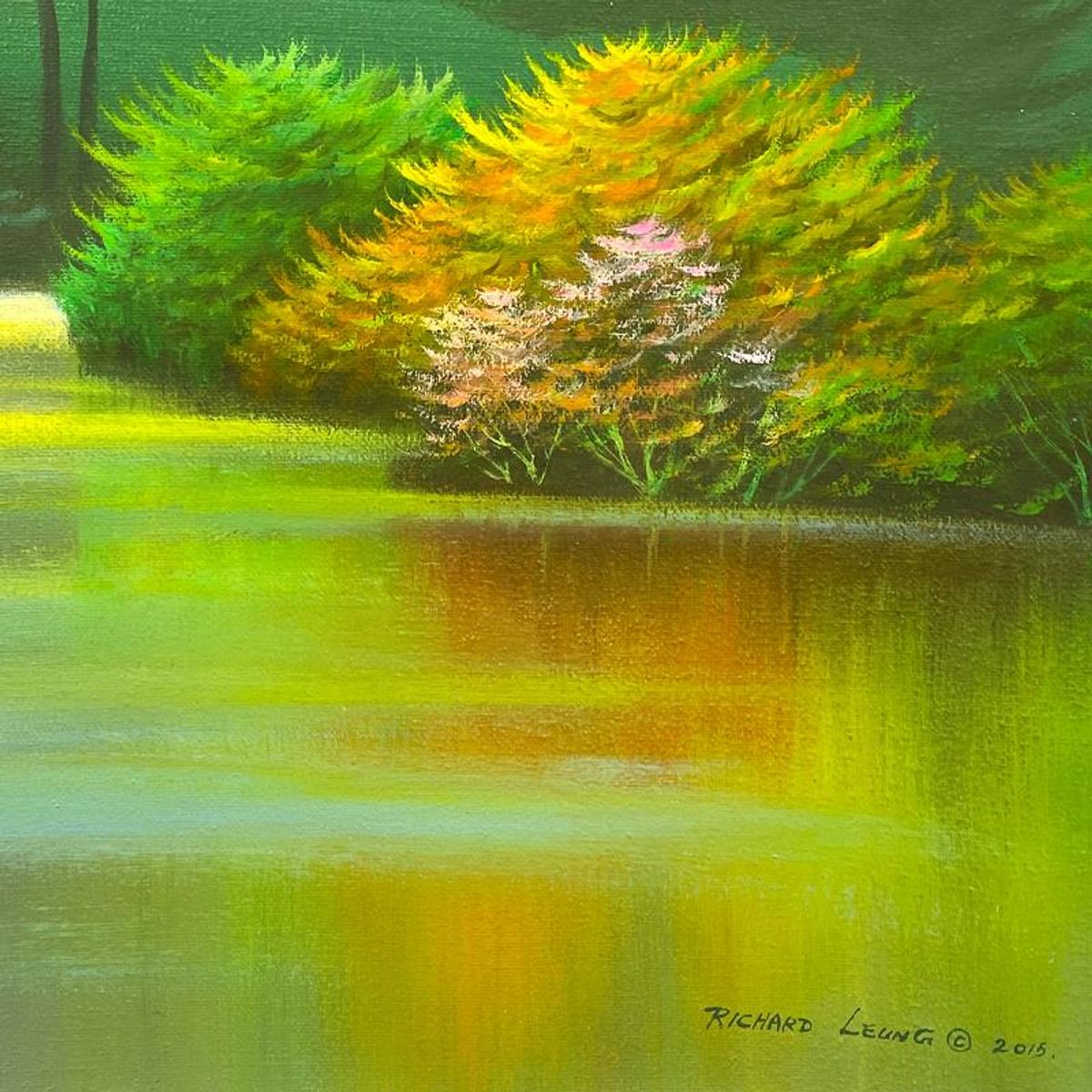 Richard Leung, "Hushed Morning" Original Oil Painting on Canvas, Hand Signed with a Letter of Authenticity.