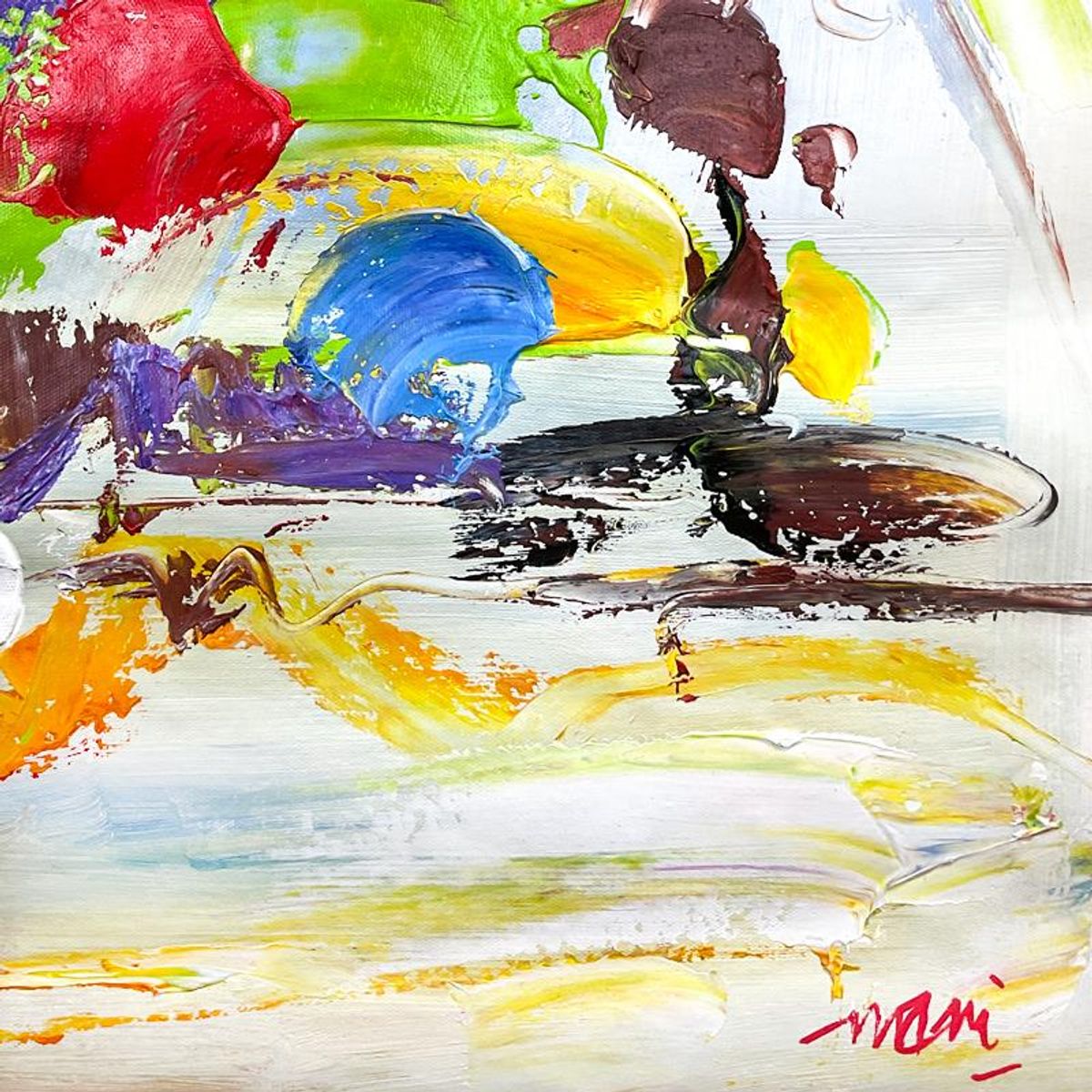 Mani, Original Acrylic Painting on Canvas (36" x 36"), Hand Signed with Letter of Authenticity.