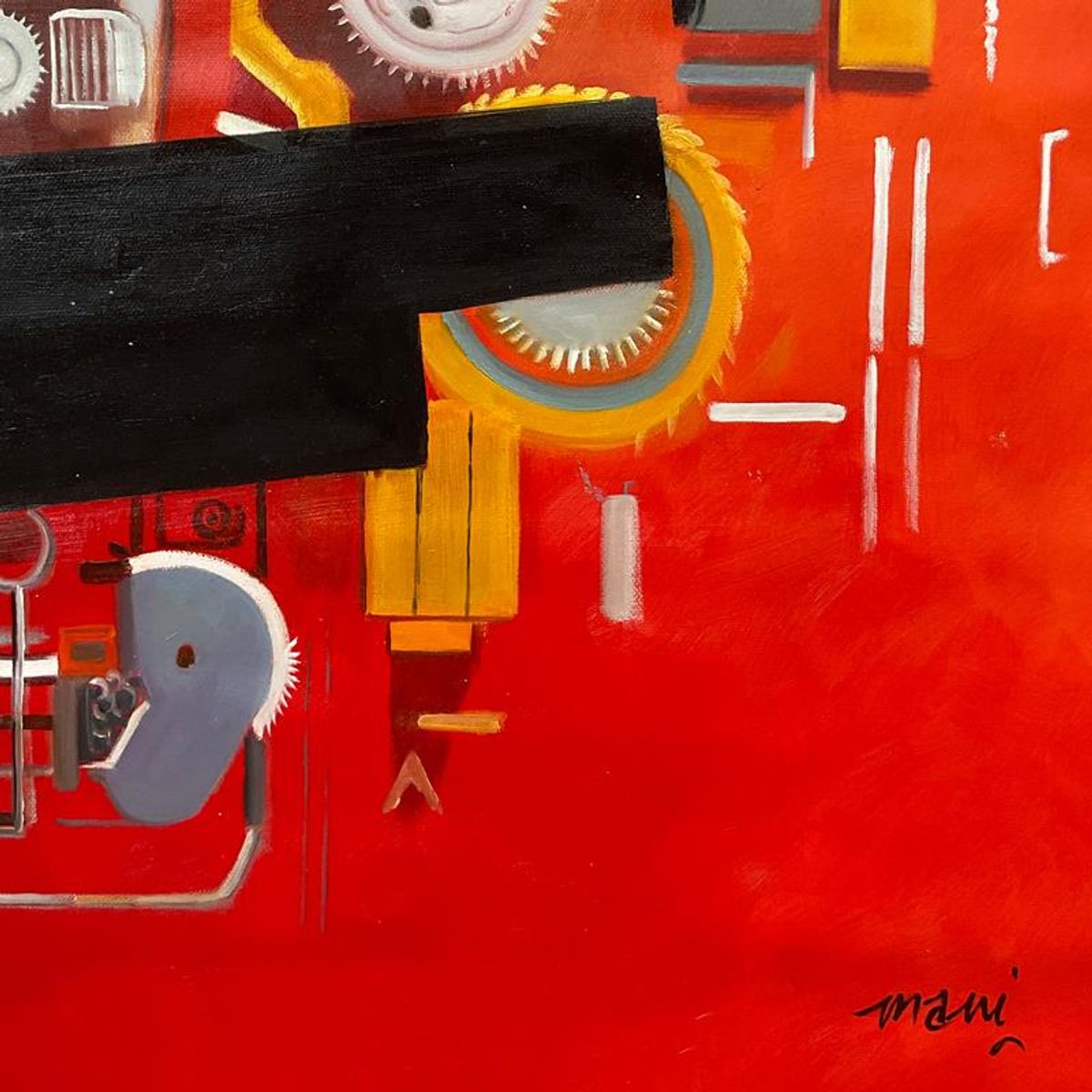 Mani, Original Acrylic Painting on Canvas (46" x 46"), Hand Signed with Letter of Authenticity