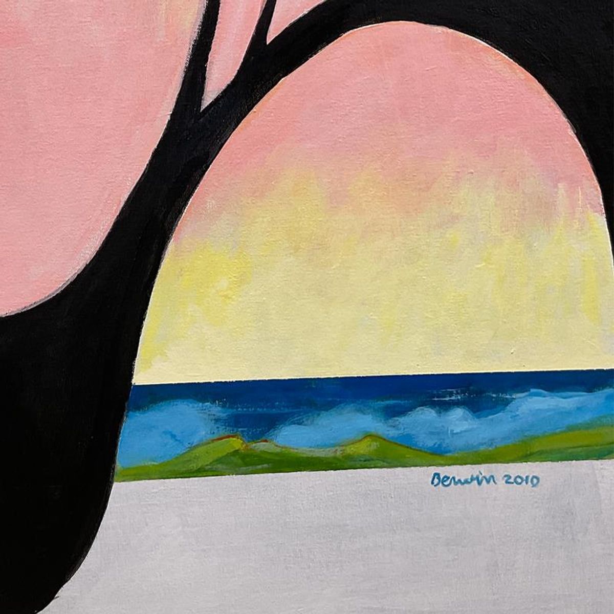 Milton Berwin (1925-2023), Original Painting on Canvas (48" x 48"), Hand Signed with Letter of Authenticity.