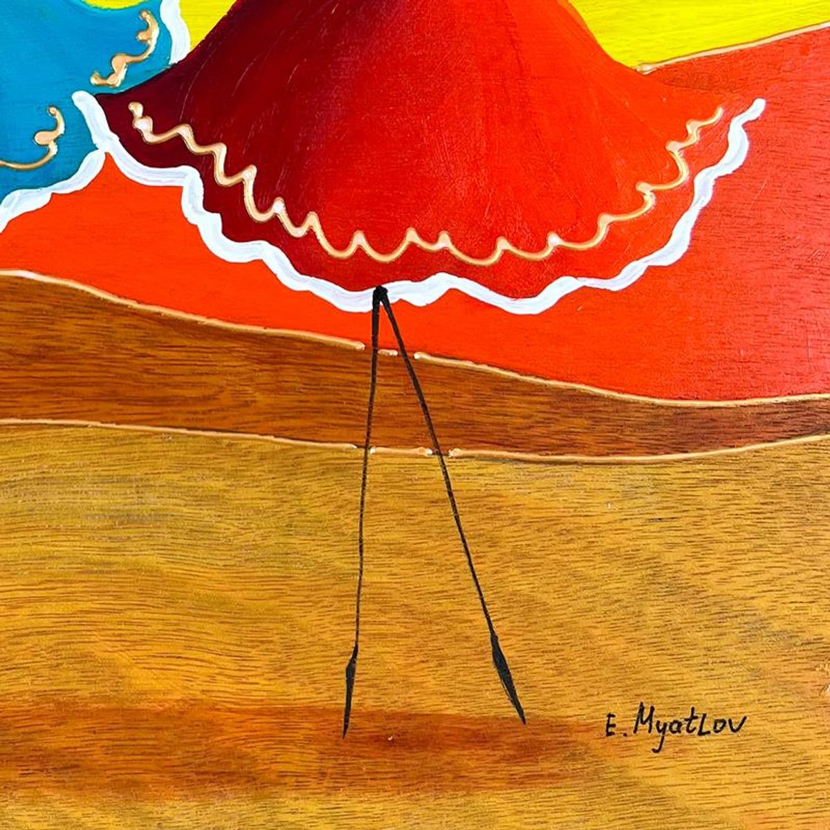 Ester Myatlov, Hand Signed Original Painting on Wood Panel with Letter of Authenticity.