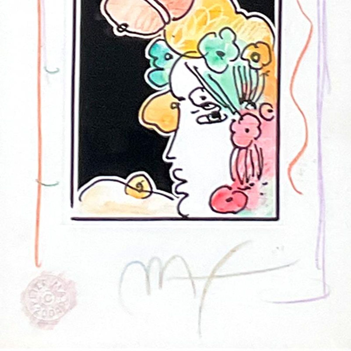 Peter Max, Framed One-of-a-Kind Mixed Media, Hand Signed with Registration Number Certifying Authenticity