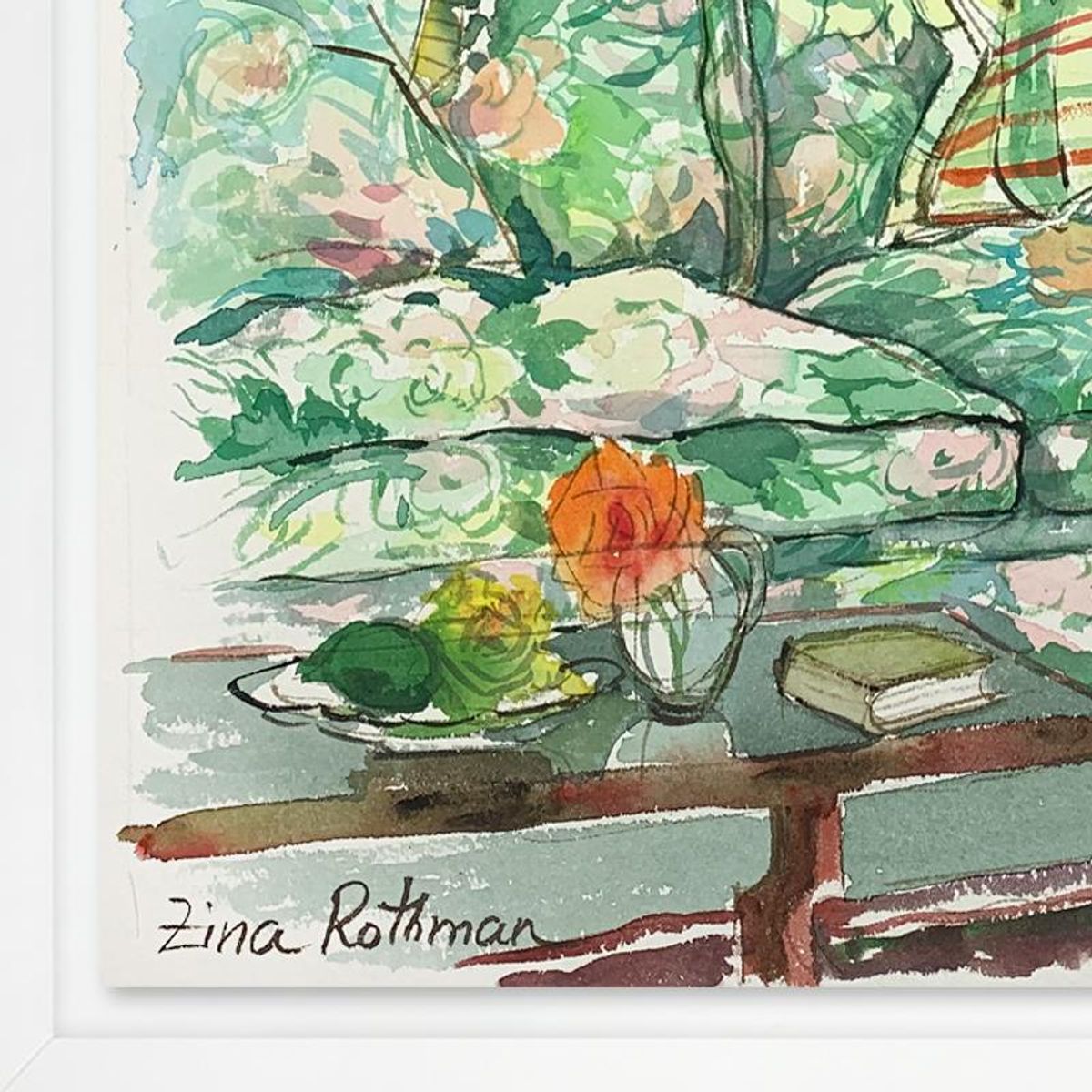 Zina Roitman, Framed Hand Signed Original Painting with Letter of Authenticity.
