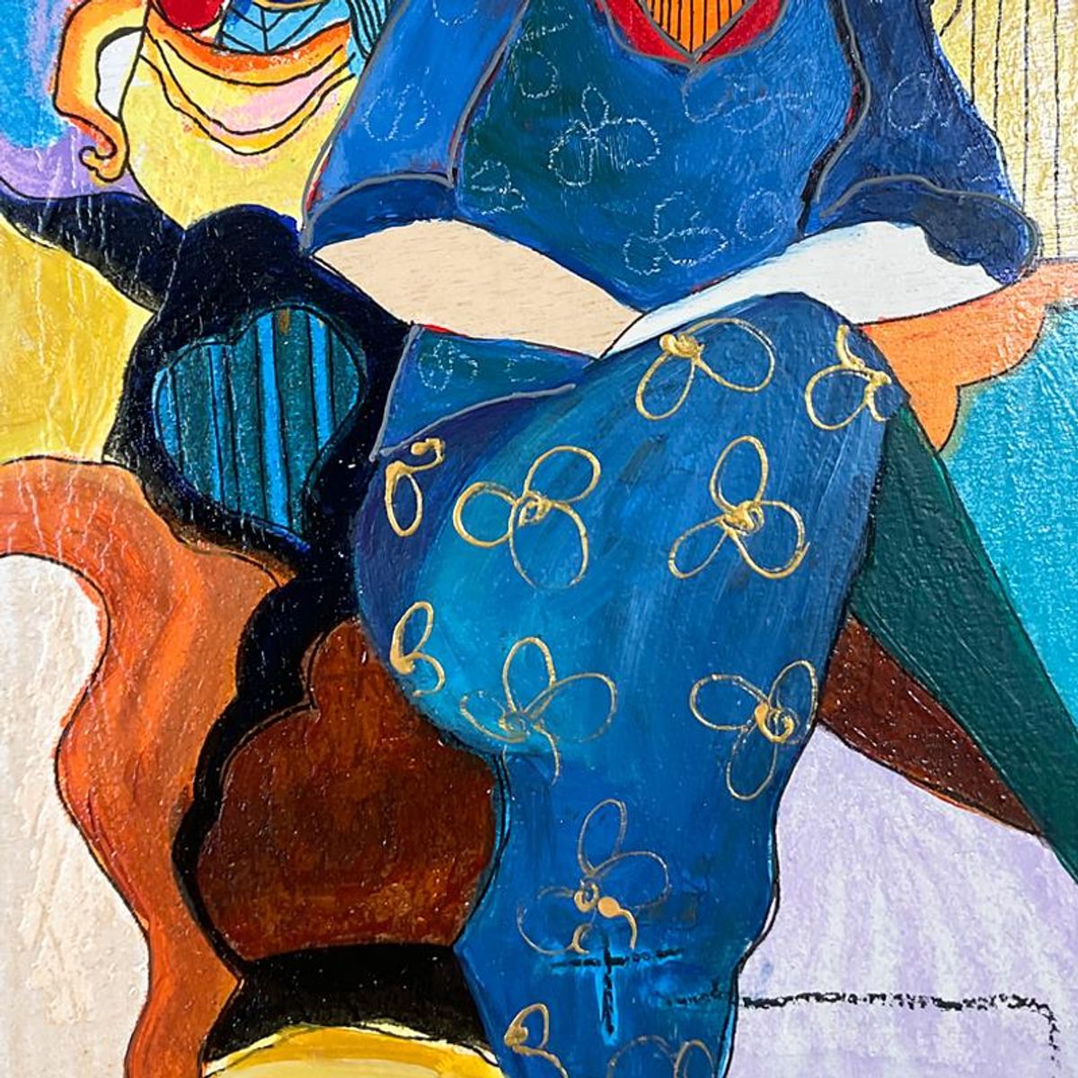 Itzchak Tarkay (1935-2012), "Memorie" Framed One-of-a-Kind Mixed Media Over Paint on Wood, Hand Signed with Letter of Authenticity