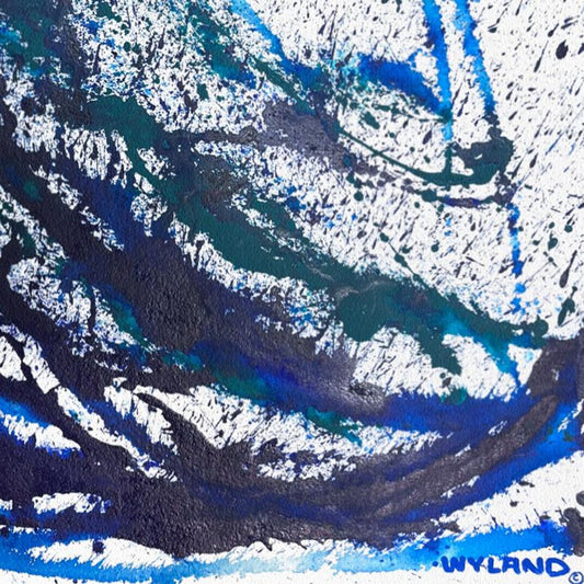 Wyland, "Untitled Abstract" Framed Original Painting on Paper, Hand Signed with Letter of Authenticity.