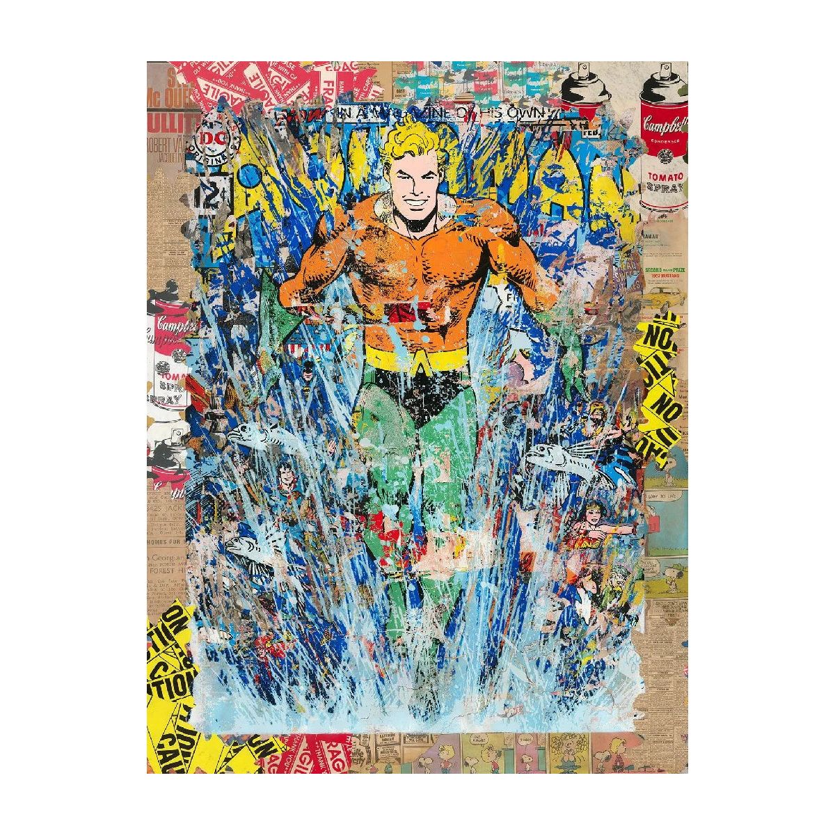 Mr. Brainwash- Silkscreen and Mixed Media on Paper "Aquaman"