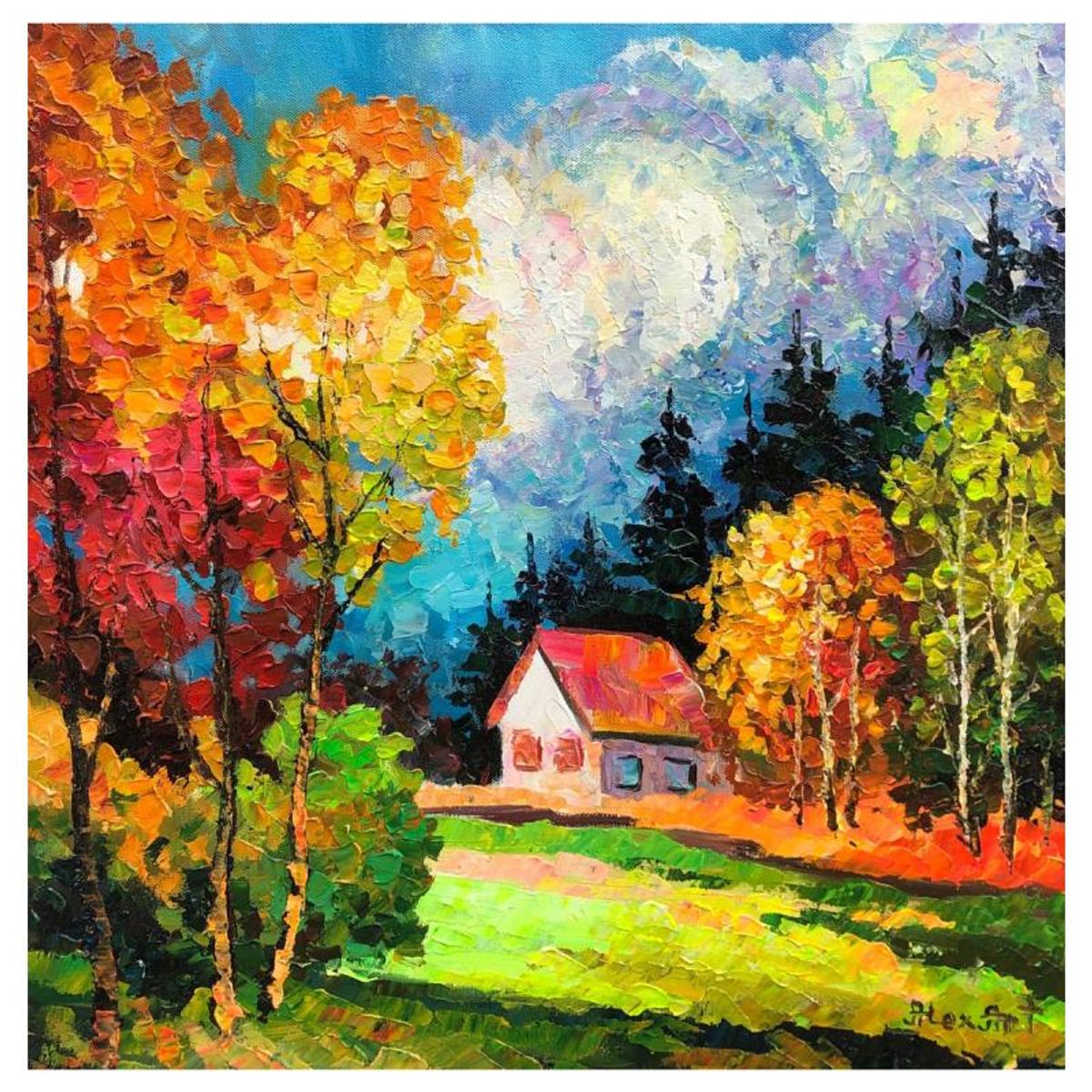Alexander Antanenka, "My Little Home" Original Painting on Canvas, Hand Signed with Letter of Authenticity.