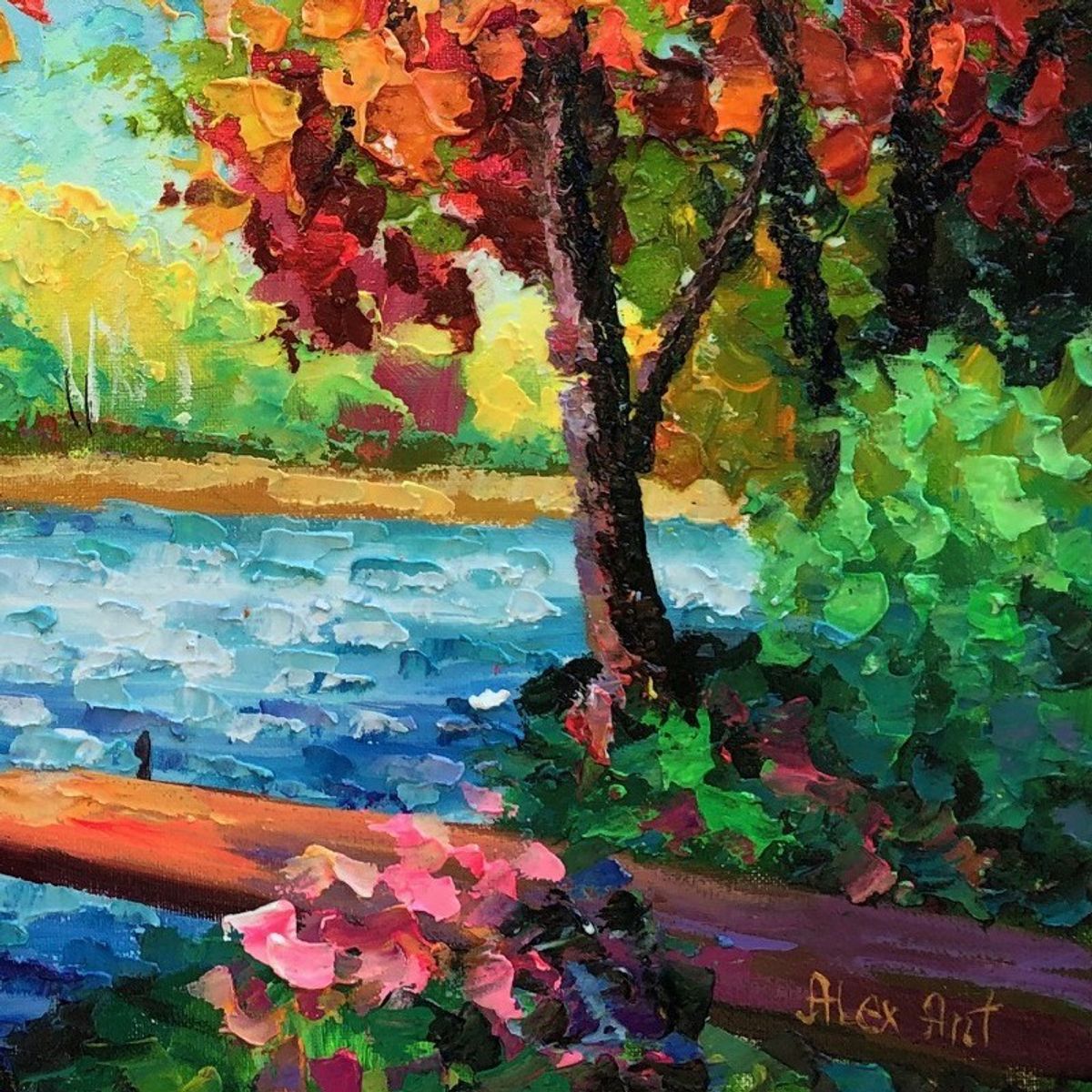 Alexander Antanenka, "Private Pier" Hand Signed Original Painting on Canvas with Letter of Authenticity.