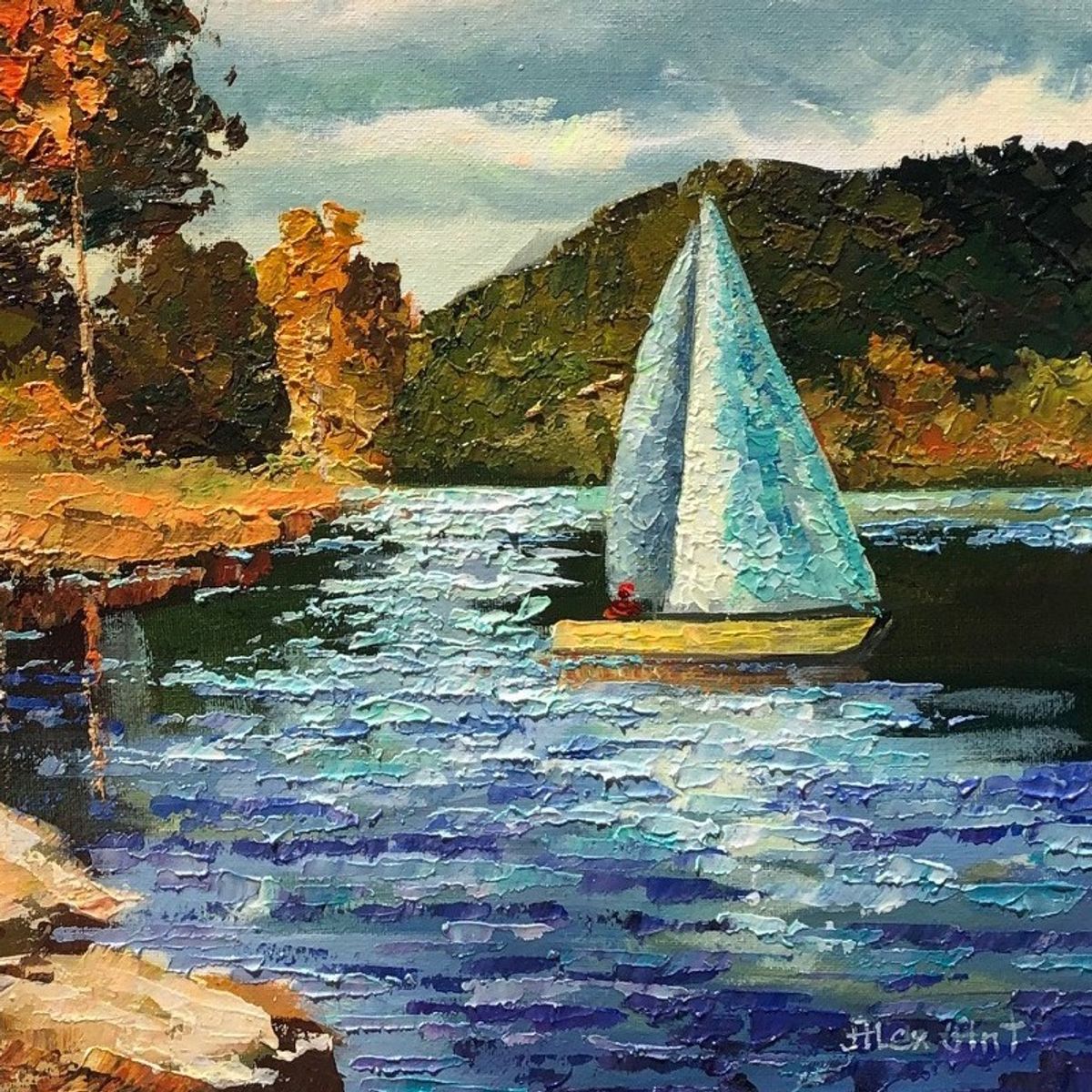 Alexander Antanenka, "Blue Sail Of Dreams" Hand Signed Original Painting on Canvas with Letter of Authenticity.