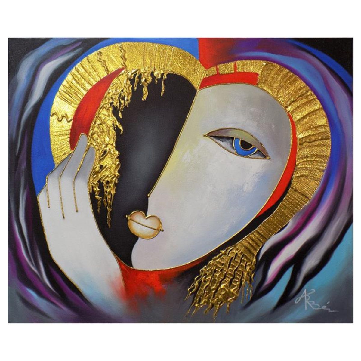 Arbe, "Sweetheart" Hand Signed Original Painting on Canvas with Letter of Authenticity.