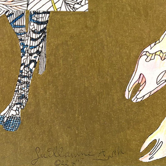 Guillaume Azoulay, "Noah's" Framed Original Hand Colored Drawing with Hand Laid Gold Leaf, Hand Signed with Letter of Authenticity
