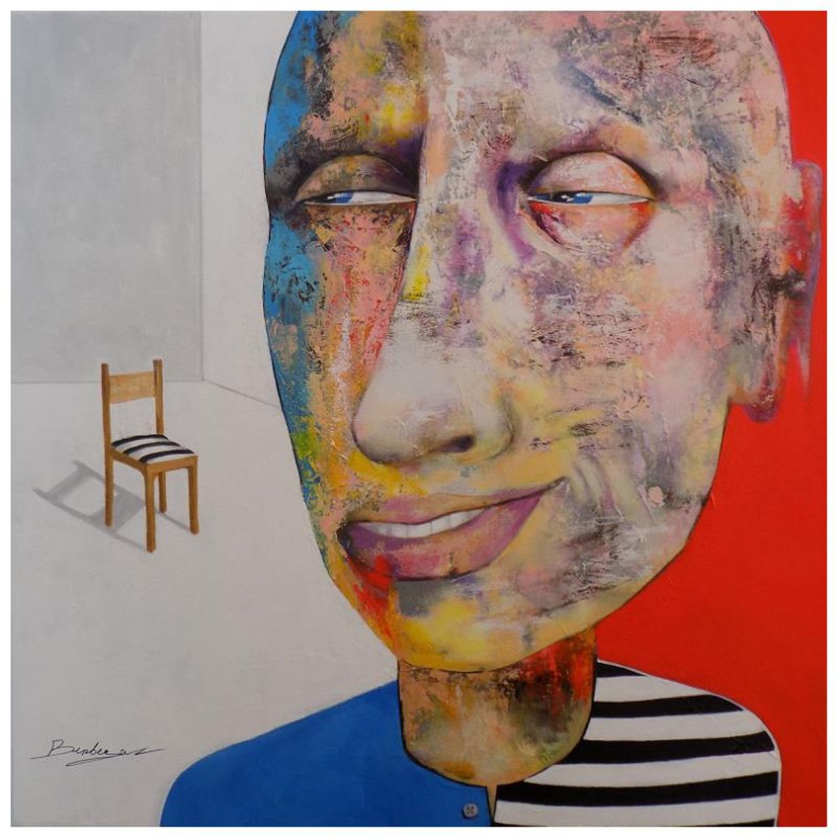 Berberyan, "I am Not in There Anymore" Hand Signed Original Painting on Canvas with Letter of Authenticity.