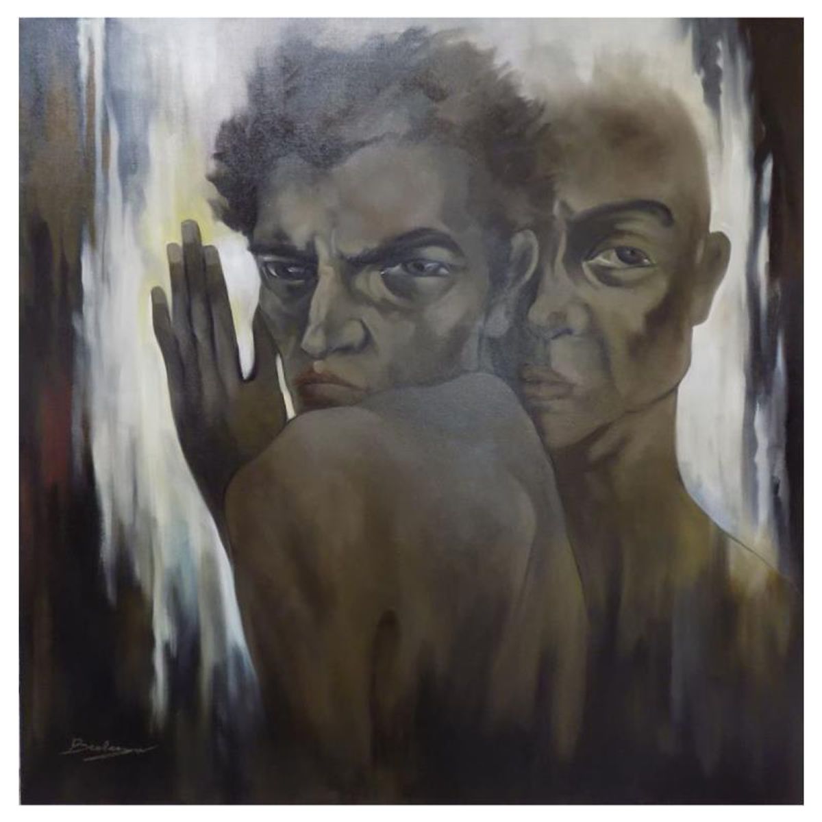 Berberyan, "Never Again" Hand Signed Original Painting on Canvas with Letter of Authenticity.