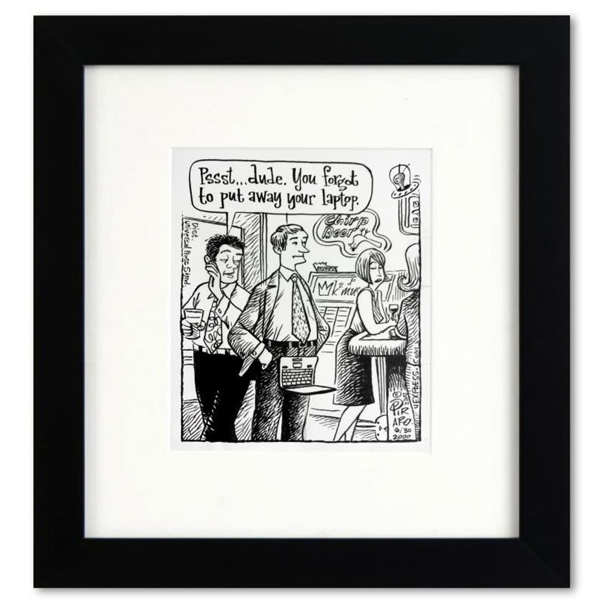 Bizarro, "Exposed Laptop" is a Framed Original Pen & Ink Drawing by Dan Piraro, Hand Signed with Letter of Authenticity.
