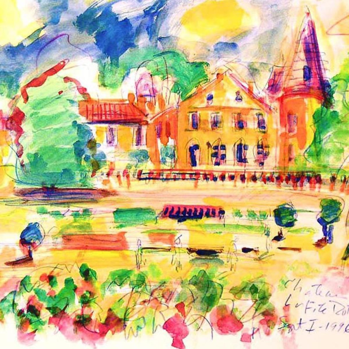 Wayne Ensrud, "Chateau Lafite-Rothschild" Mixed Media Original Artwork; Hand Signed; COA