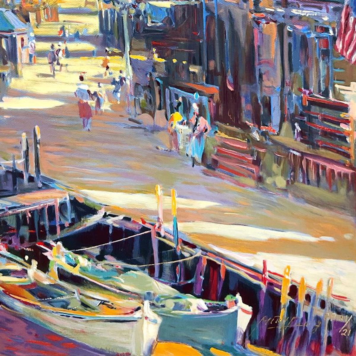 Ming Feng, "Bay Side Village" Limited Edition Printer's Proof on Canvas, Numbered 21/21 and Hand Signed with Letter of Authenticity