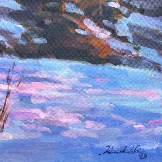 Richard Ho, "Winter Run" Original Acrylic Painting on Canvas, Hand Signed with Letter of Authenticity.