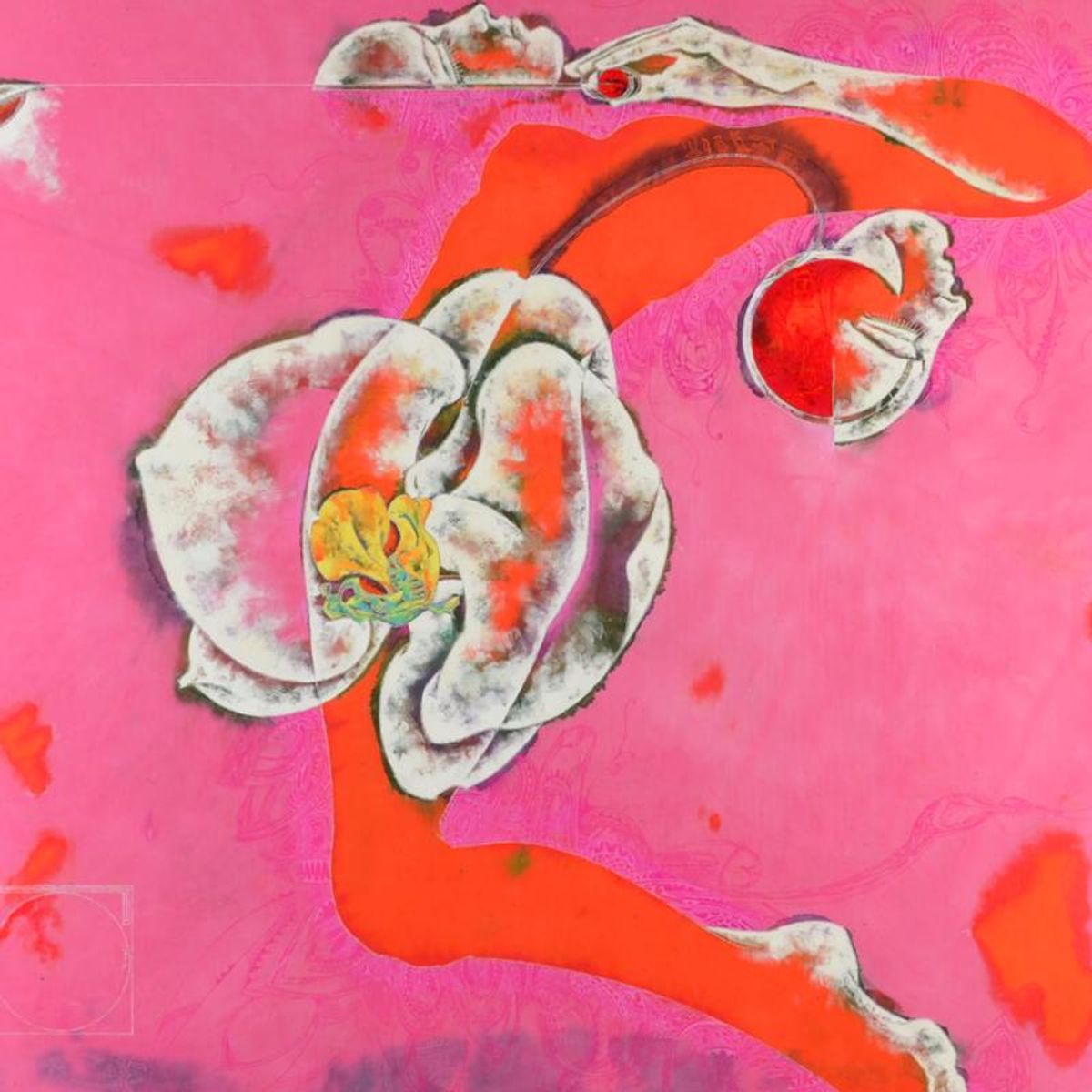 Lu Hong, "Eden in Summer II" Framed Original Multi-Media Painting on Rice Paper (50.5" x 50.5"), Hand Signed and Certificate of Authenticity.