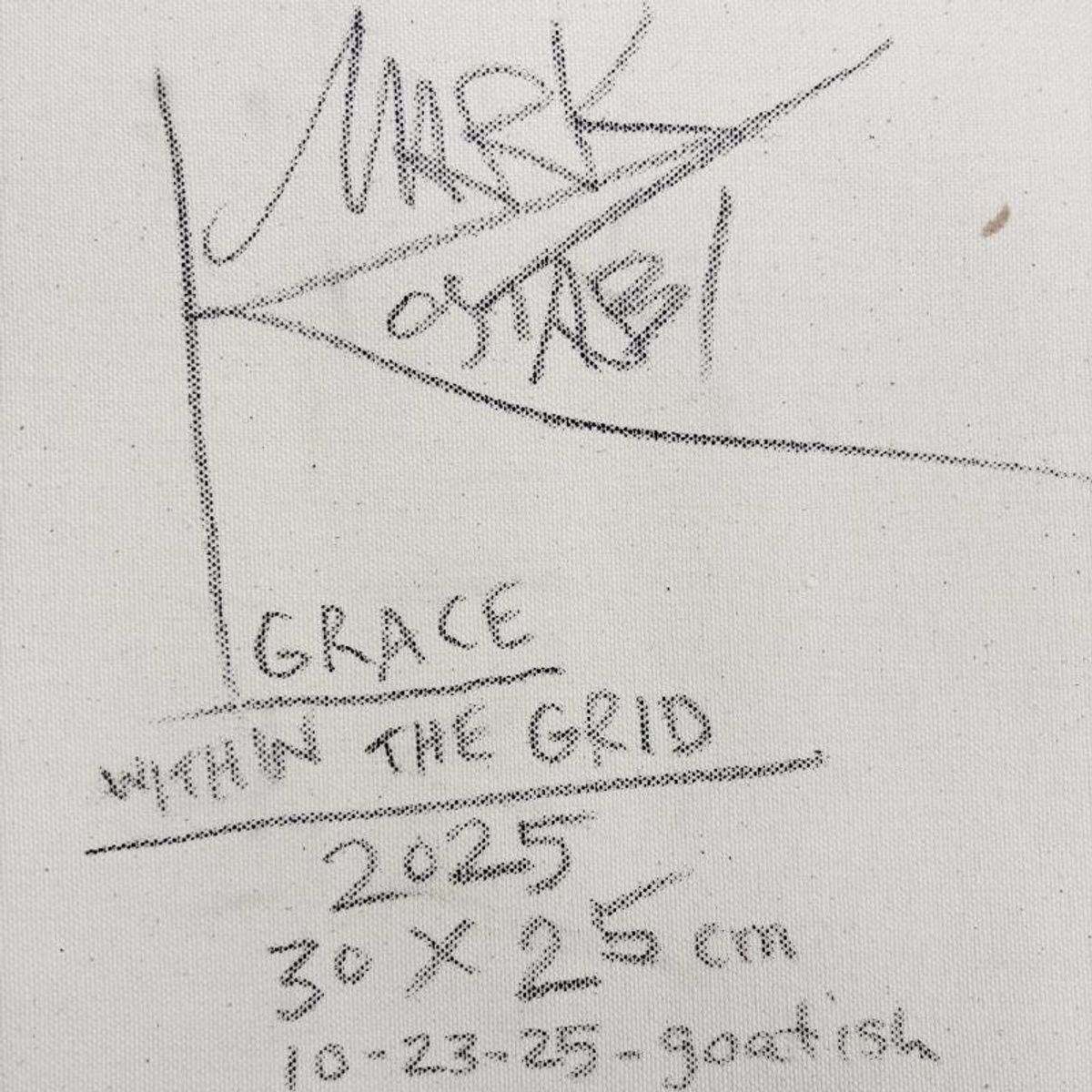 Mark Kostabi, "Grace Within the Grid" Framed Original Oil Painting on Canvas, Hand Signed with a Certificate of Authenticity.