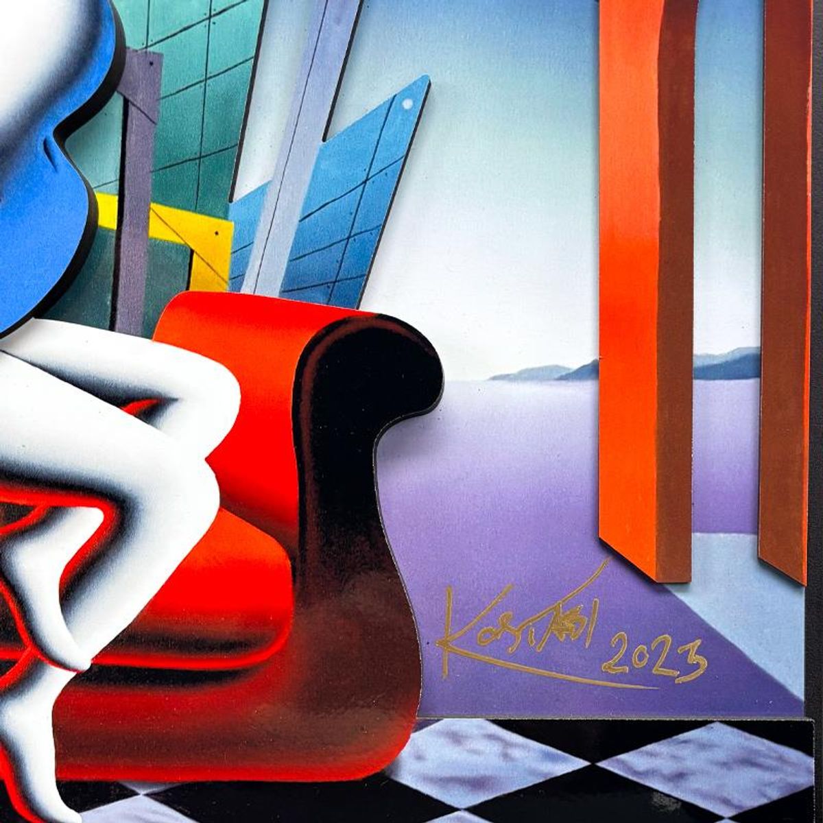 Mark Kostabi, "Twilight Passion" Limited Edition 3D Serigraph on Board, AP Numbered 9/9 and Hand Signed with Letter of Authenticity.