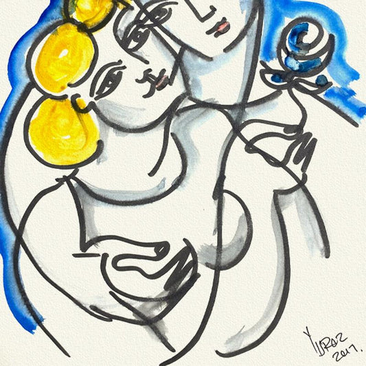 Yuroz, Framed Original Painting, Hand Signed with Letter of Authenticity.