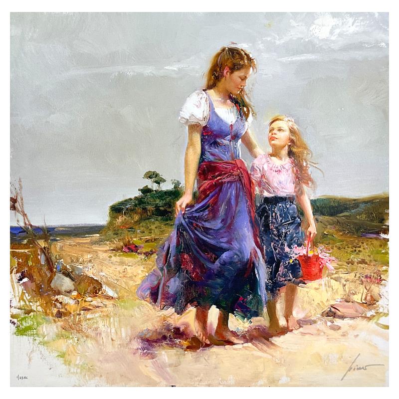 #1 in Edition: Pino (1939-2010), "Gathering Wildflowers" Limited Edition on Canvas, HC Numbered 1/25 and Hand Signed with Certificate of Authenticity.