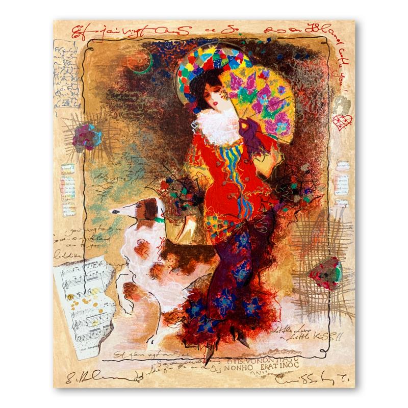 Alexander Galtchansky (1959-2008) and Tanya Wissotzky (1959-2006), "Lady with Dog" Hand Signed Limited Edition Serigraph on Paper with Letter of Authenticity.
