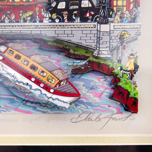 Charles Fazzino- 3D Construction Silkscreen Serigraph "London Night Quene"