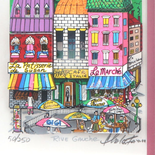 Charles Fazzino- 3D Construction Silkscreen Serigraph "River Gauche"