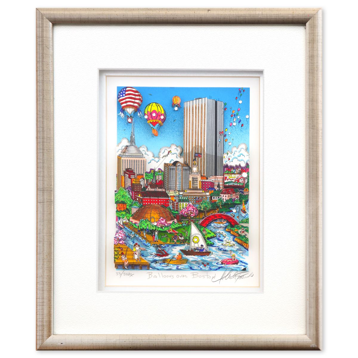 Charles Fazzino- 3D Construction Silkscreen Serigraph "Balloons over Boston"