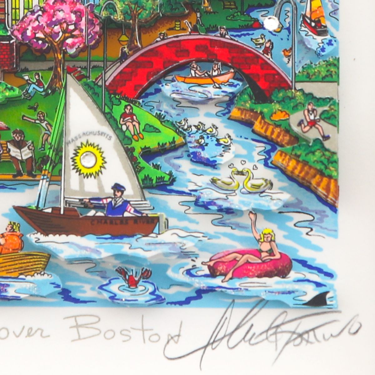 Charles Fazzino- 3D Construction Silkscreen Serigraph "Balloons over Boston"