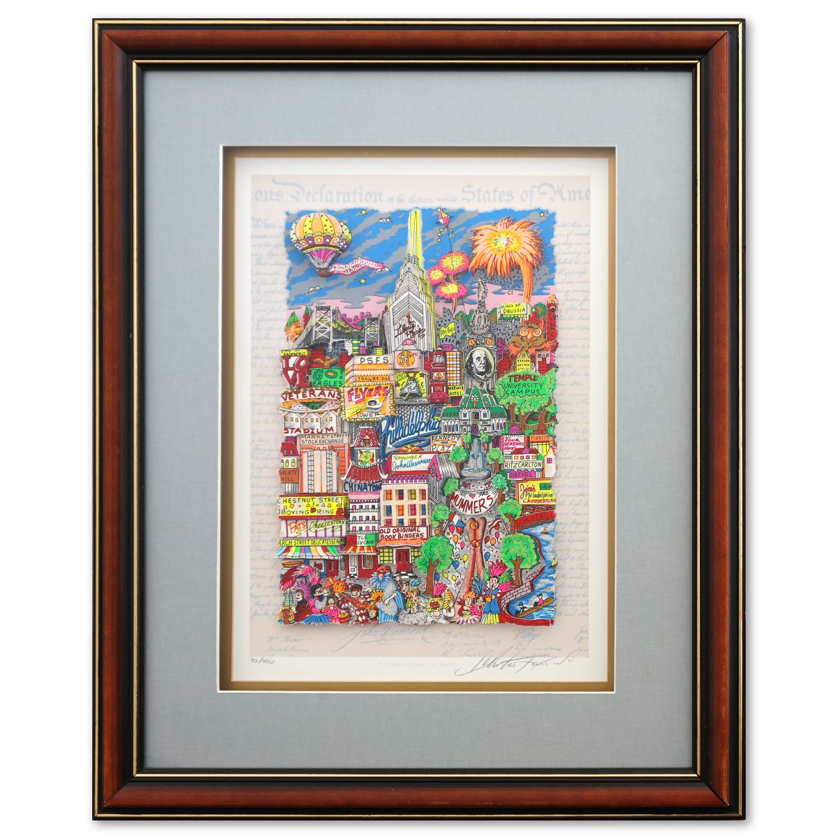Charles Fazzino- 3D Construction Silkscreen Serigraph "A Cheesesteak in Philly"