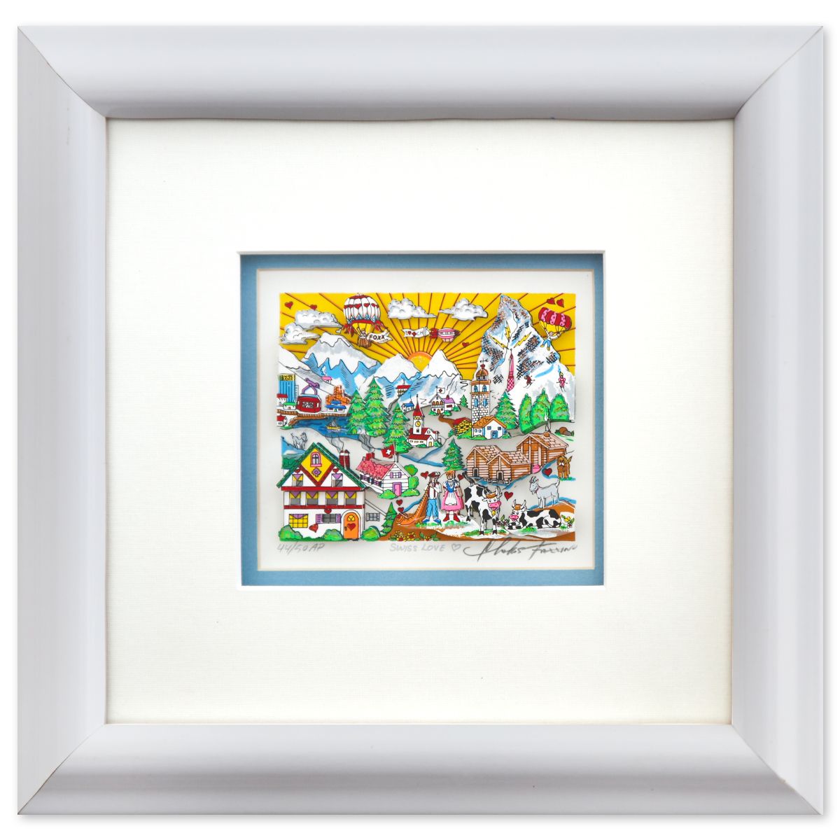 Charles Fazzino- 3D Construction Silkscreen Serigraph "Swiss Love"