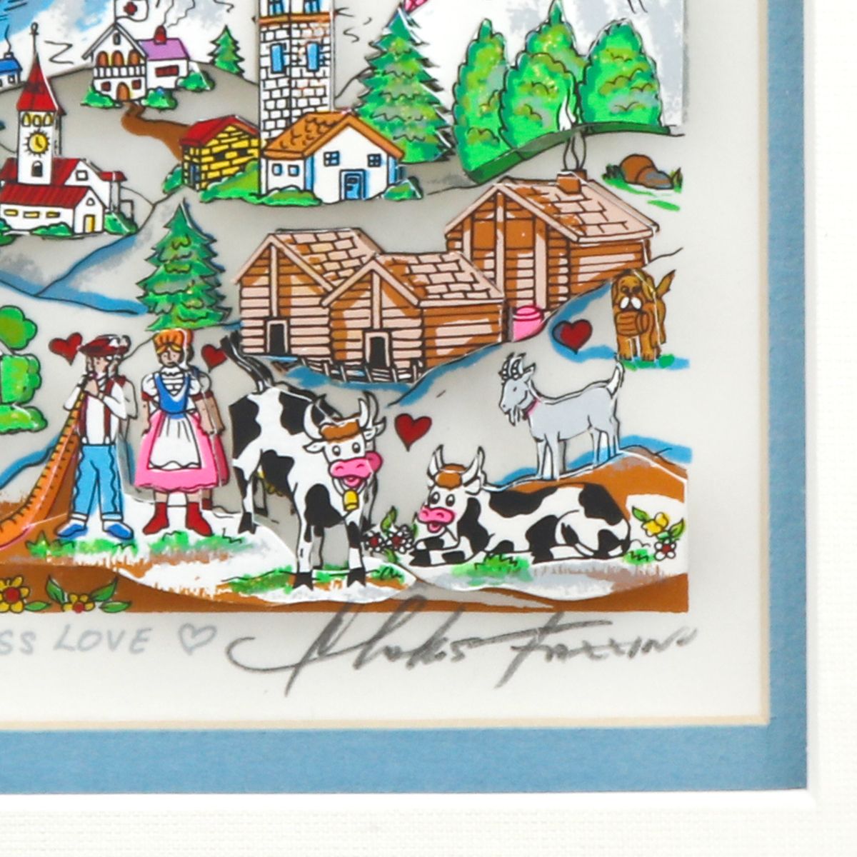 Charles Fazzino- 3D Construction Silkscreen Serigraph "Swiss Love"