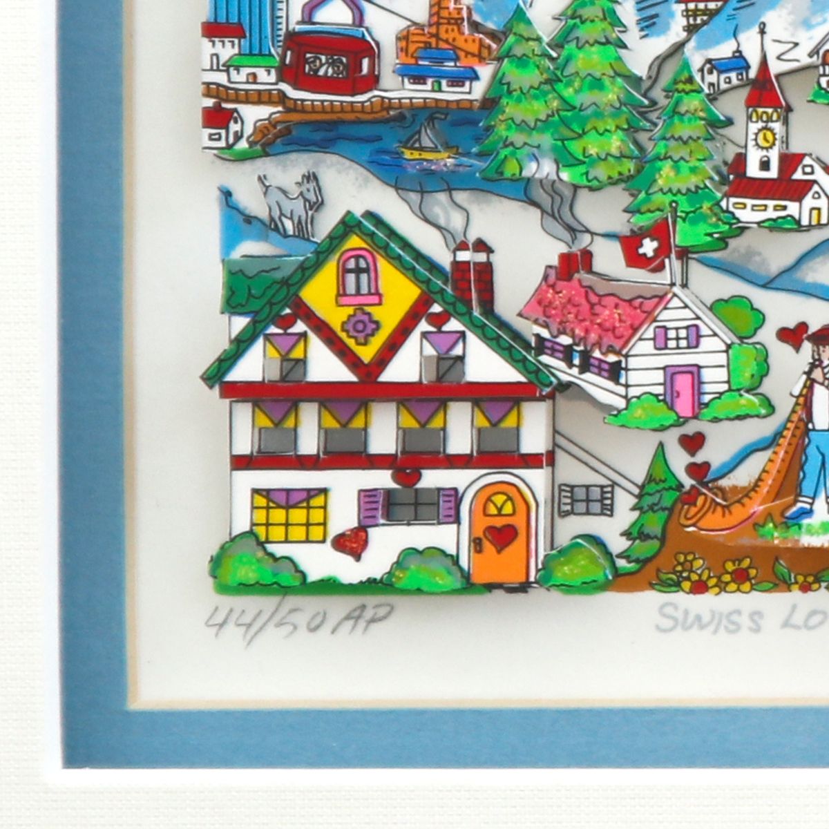 Charles Fazzino- 3D Construction Silkscreen Serigraph "Swiss Love"