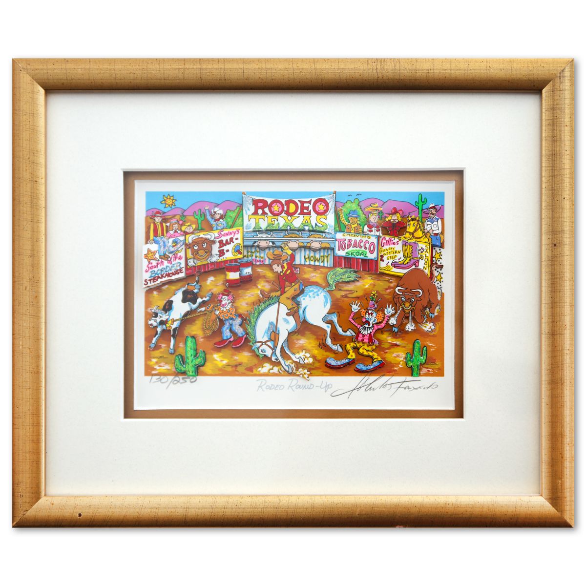 Charles Fazzino- 3D Construction Silkscreen Serigraph "Rodeo Round-Up"