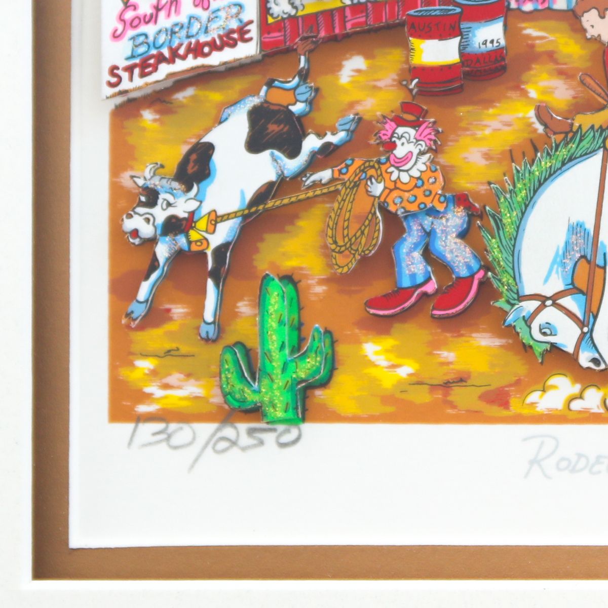 Charles Fazzino- 3D Construction Silkscreen Serigraph "Rodeo Round-Up"