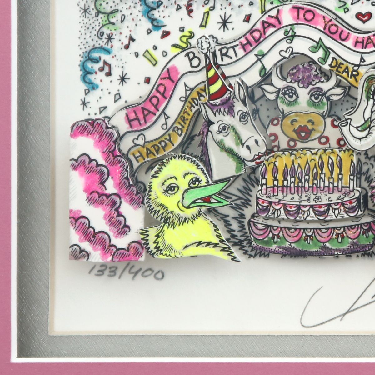 Charles Fazzino- 3D Construction Silkscreen Serigraph "Happy Birthday"