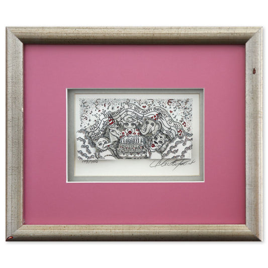 Charles Fazzino- 3D Construction Silkscreen Serigraph "Happy birthday"