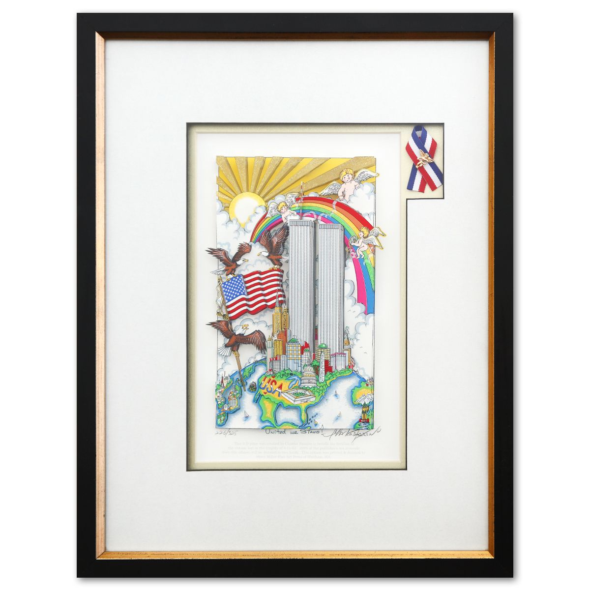 Charles Fazzino- 3D Construction Silkscreen Serigraph "United we Stand"