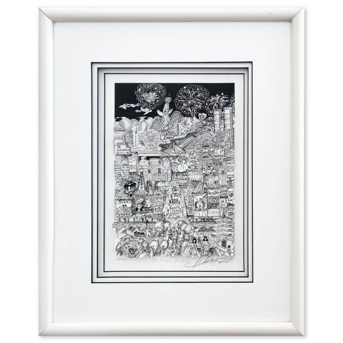 Charles Fazzino- 3D Construction Silkscreen Serigraph "Be Happy Osaka!"