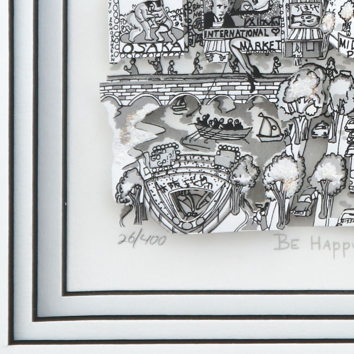 Charles Fazzino- 3D Construction Silkscreen Serigraph "Be Happy Osaka!"