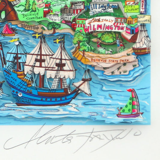 Charles Fazzino- 3D Construction Silkscreen Serigraph "It Takes Courage to be First!"
