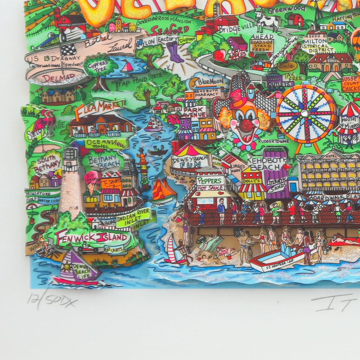 Charles Fazzino- 3D Construction Silkscreen Serigraph "It Takes Courage to be First!"