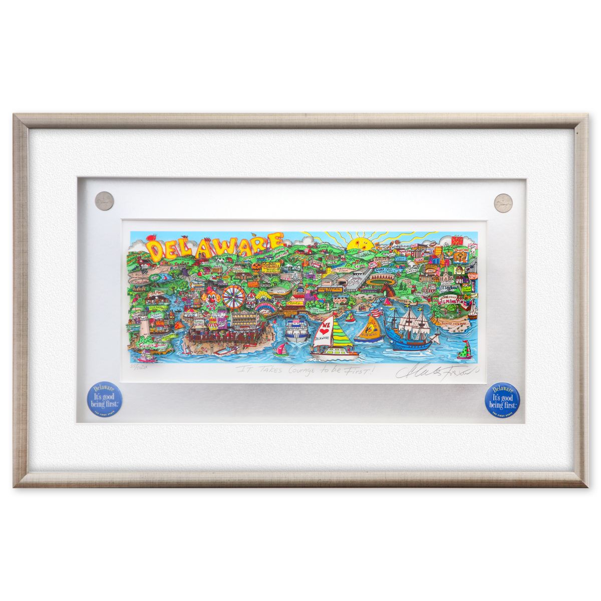 Charles Fazzino- 3D Construction Silkscreen Serigraph "It Takes Courage to be First !"